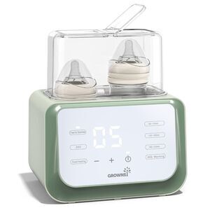 Grownsy Baby Bottle Warmer 8-in-1 Fast Milk Warmer with Timer Fits 2 Bottles